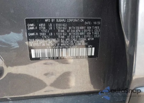 2024 Subaru Outback Premium from USA, damaged, VIN 4S4BTAFC7R3193603